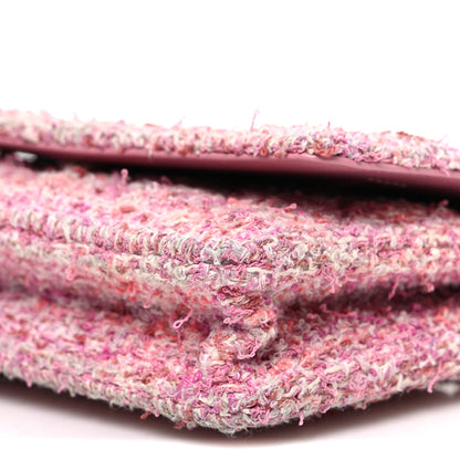 Chanel Tweed Quilted Wallet On Chain WOC Pink 10 of 10