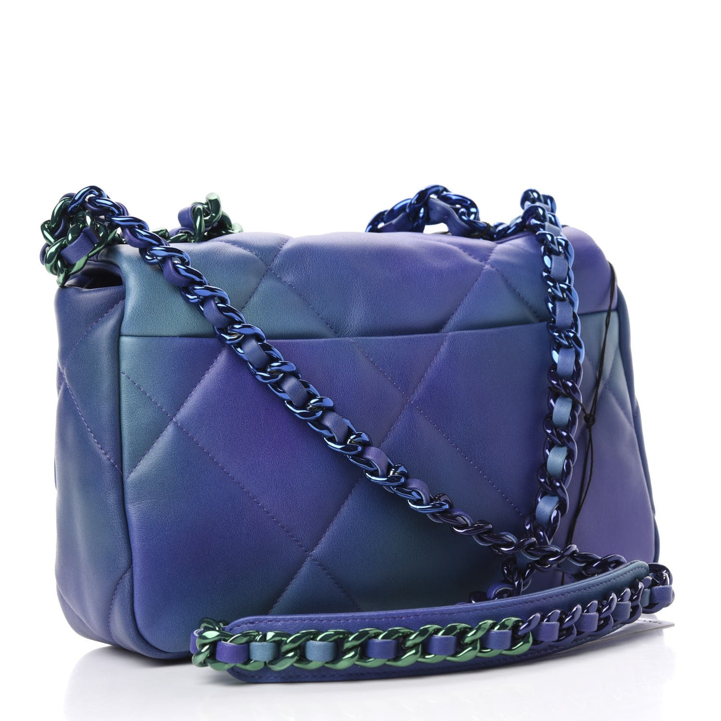 Tie Dye Calfskin Quilted Medium 19 Flap Blue Purple