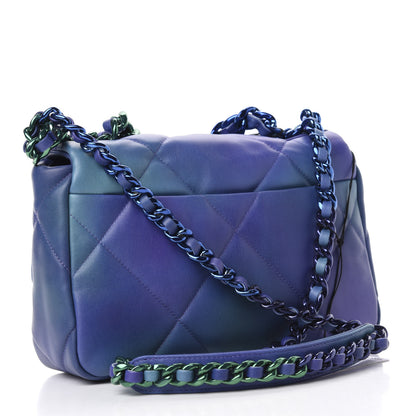 Chanel Tie Dye Calfskin Quilted Medium 19 Flap Blue Purple 3 of 10