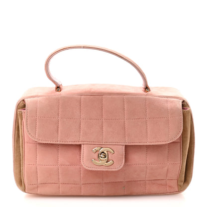 Chanel Suede Chocolate Bar Top Handle Flap Pink Beige 1 of 11
