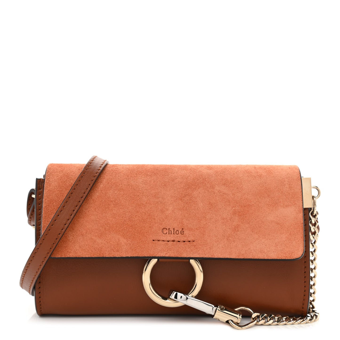 Suede Calfskin Mini Faye Shoulder Bag Tobacco