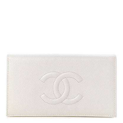 Chanel Caviar Timeless CC Yen Wallet White 1 of 9