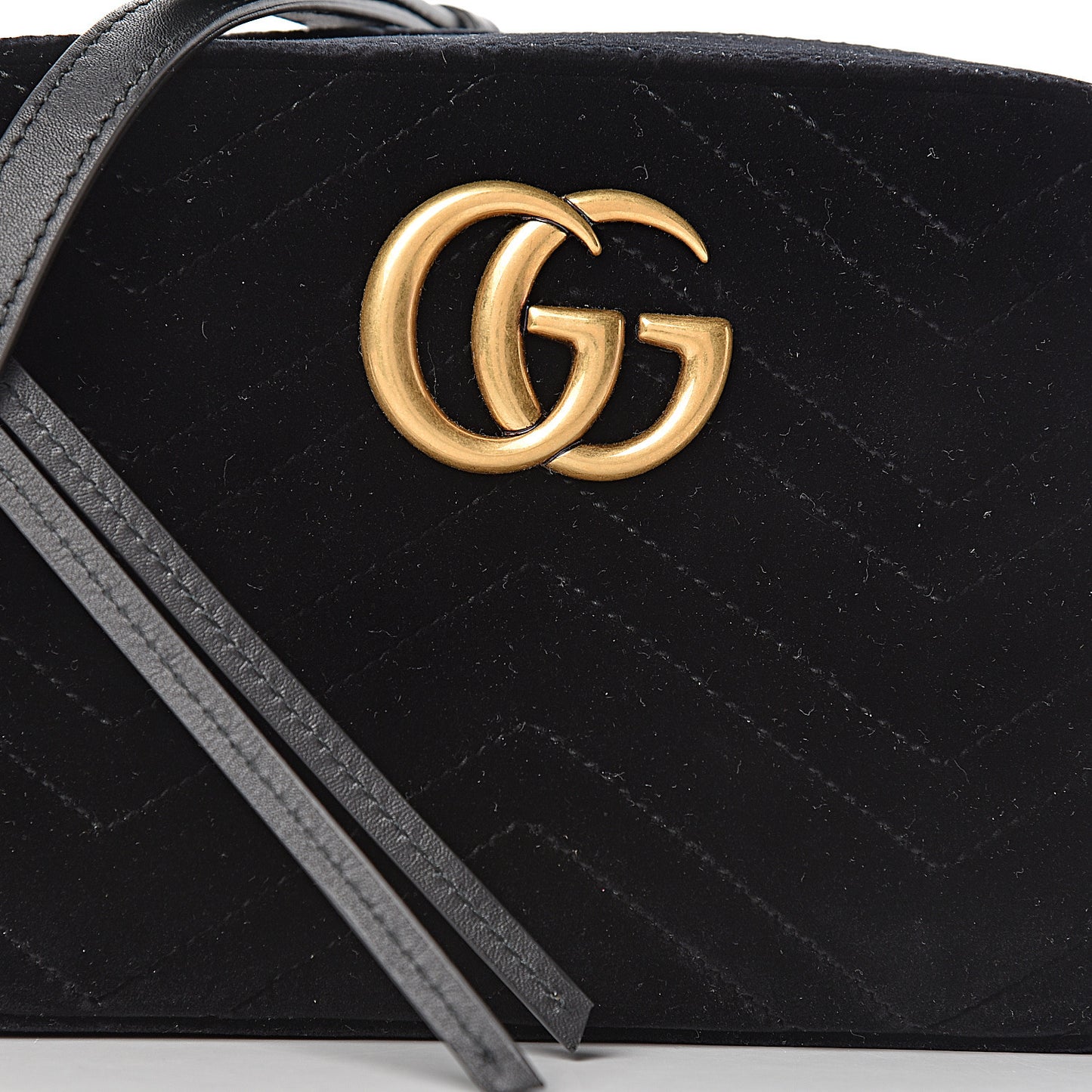 Velvet Matelasse Small GG Marmont Chain Shoulder Bag Black