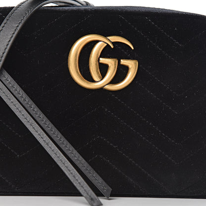 Gucci Velvet Matelasse Small GG Marmont Chain Shoulder Bag Black 8 of 11
