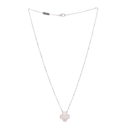 Van Cleef & Arpels 18K White Gold Mother of Pearl Vintage Alhambra Pendant Necklace 3 of 6