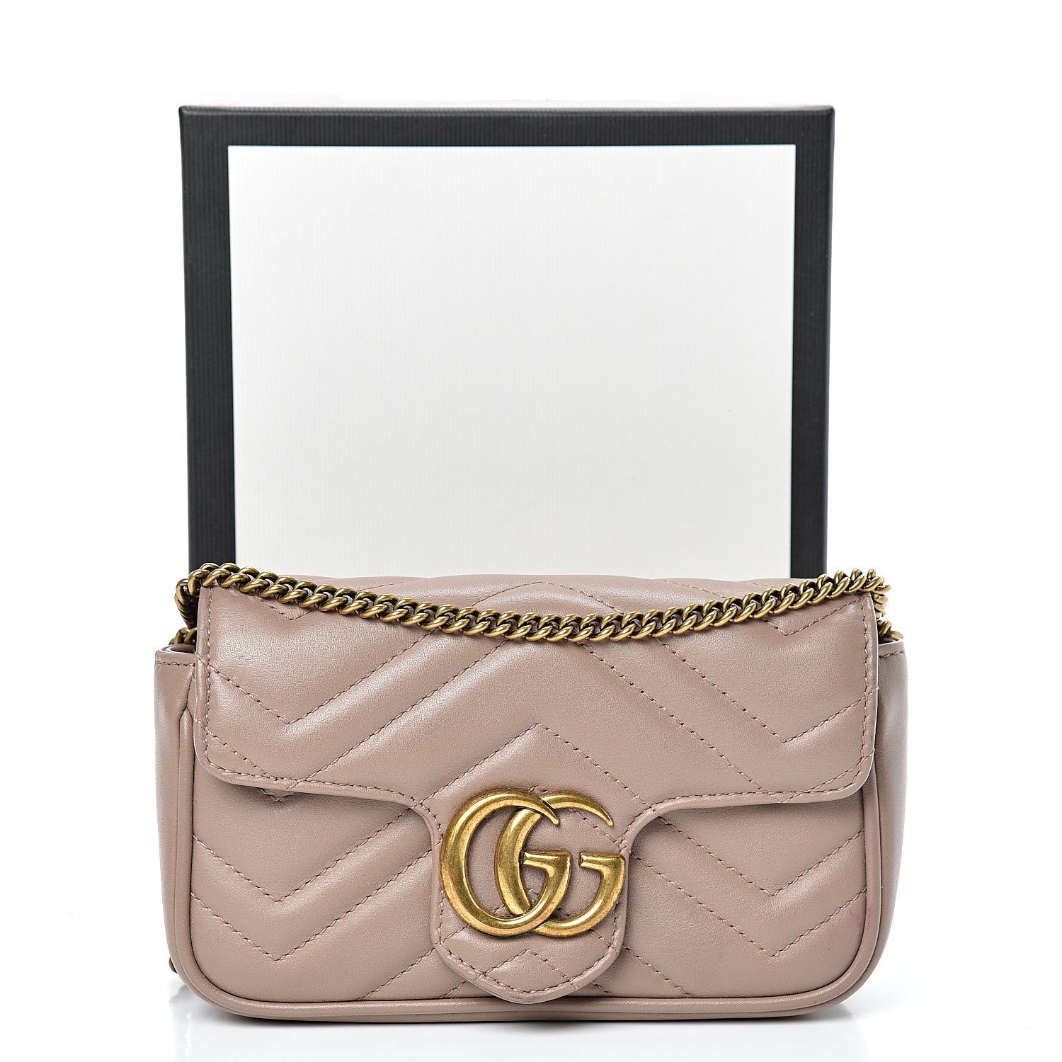 Gucci Calfskin Matelasse Super Mini GG Marmont Shoulder Bag Porcelain Rose 18 of 18