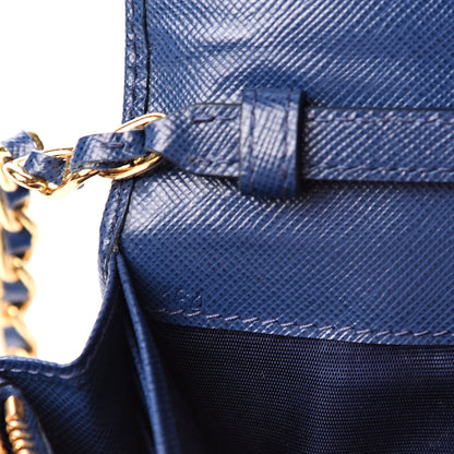 Prada Saffiano Metal Oro Chain Wallet Bleuette 6 of 10