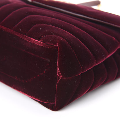Saint Laurent Velvet Y Quilted Monogram Small Loulou Chain Satchel Burgundy 10 of 11