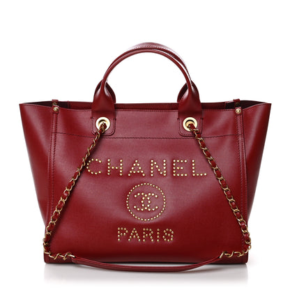 Chanel Caviar Small Studded Deauville Tote Red 1 of 9