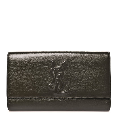 Saint Laurent Textured Patent Monogram Large Belle De Jour Green 1 of 7