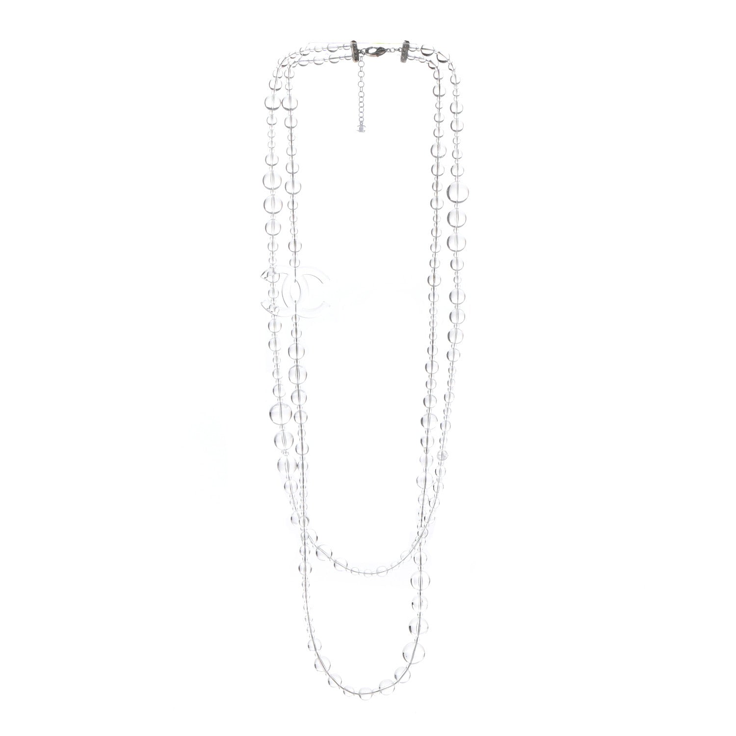 Chanel Crystal CC Double Strand Long Chain Necklace Transparent 3 of 5