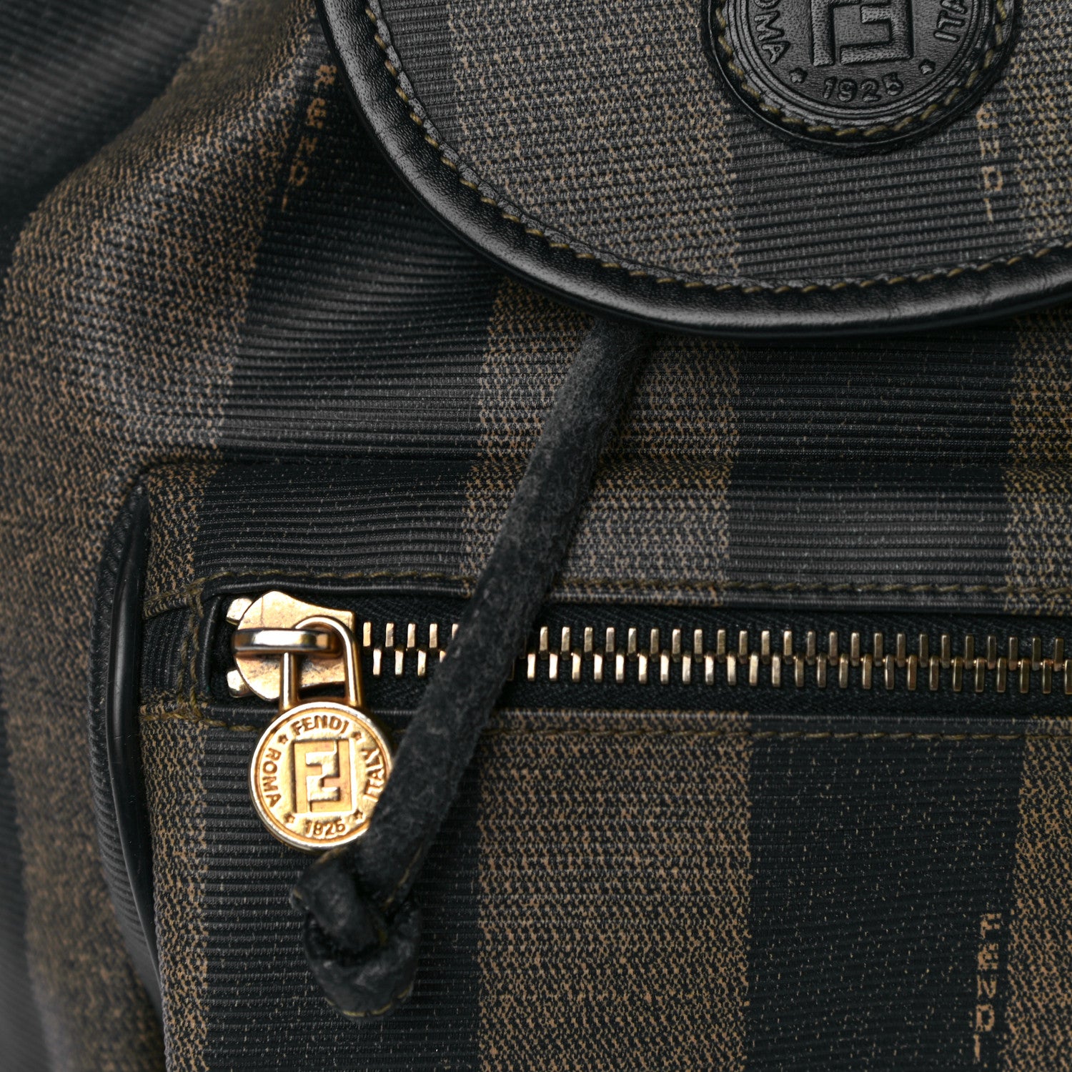 Fendi Coated Canvas Pequin Drawstring Backpack Tobacco 14 of 19