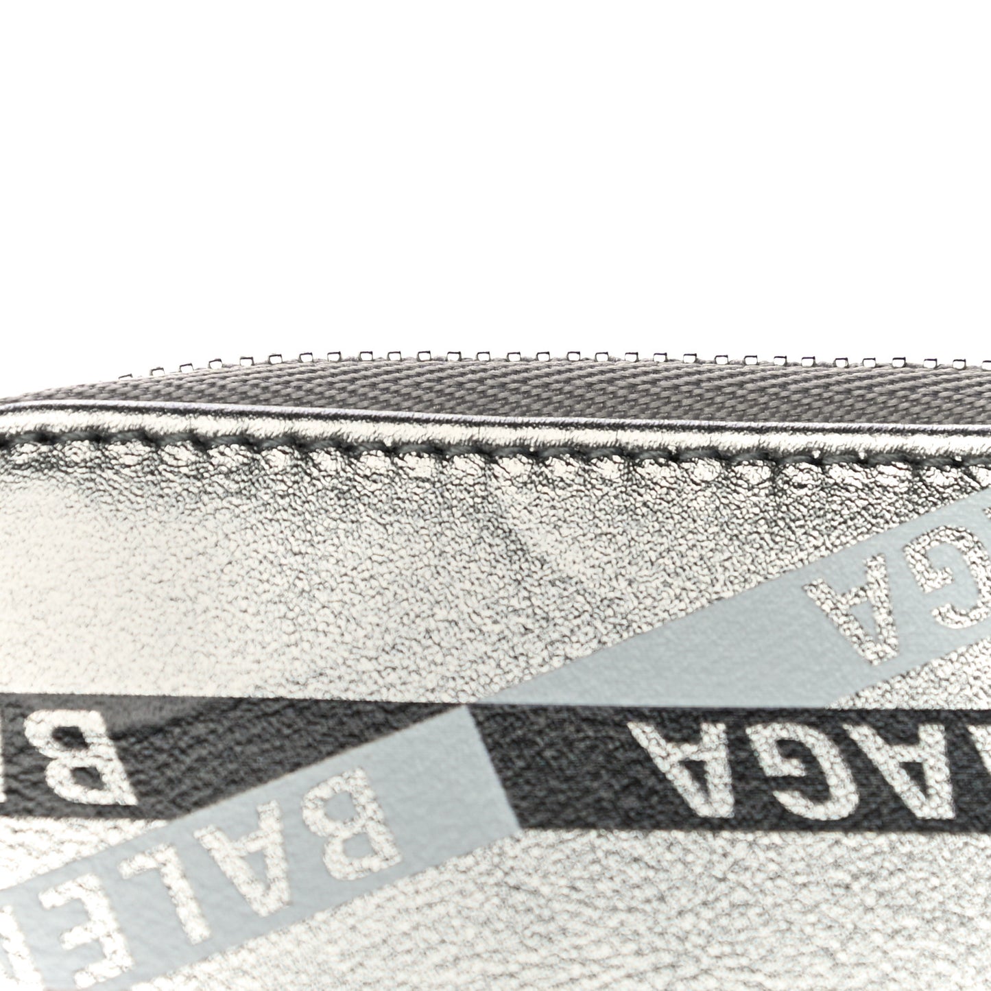 Metallic Calfskin Losange Monogram Everyday Zip Around Card Case Silver Black White