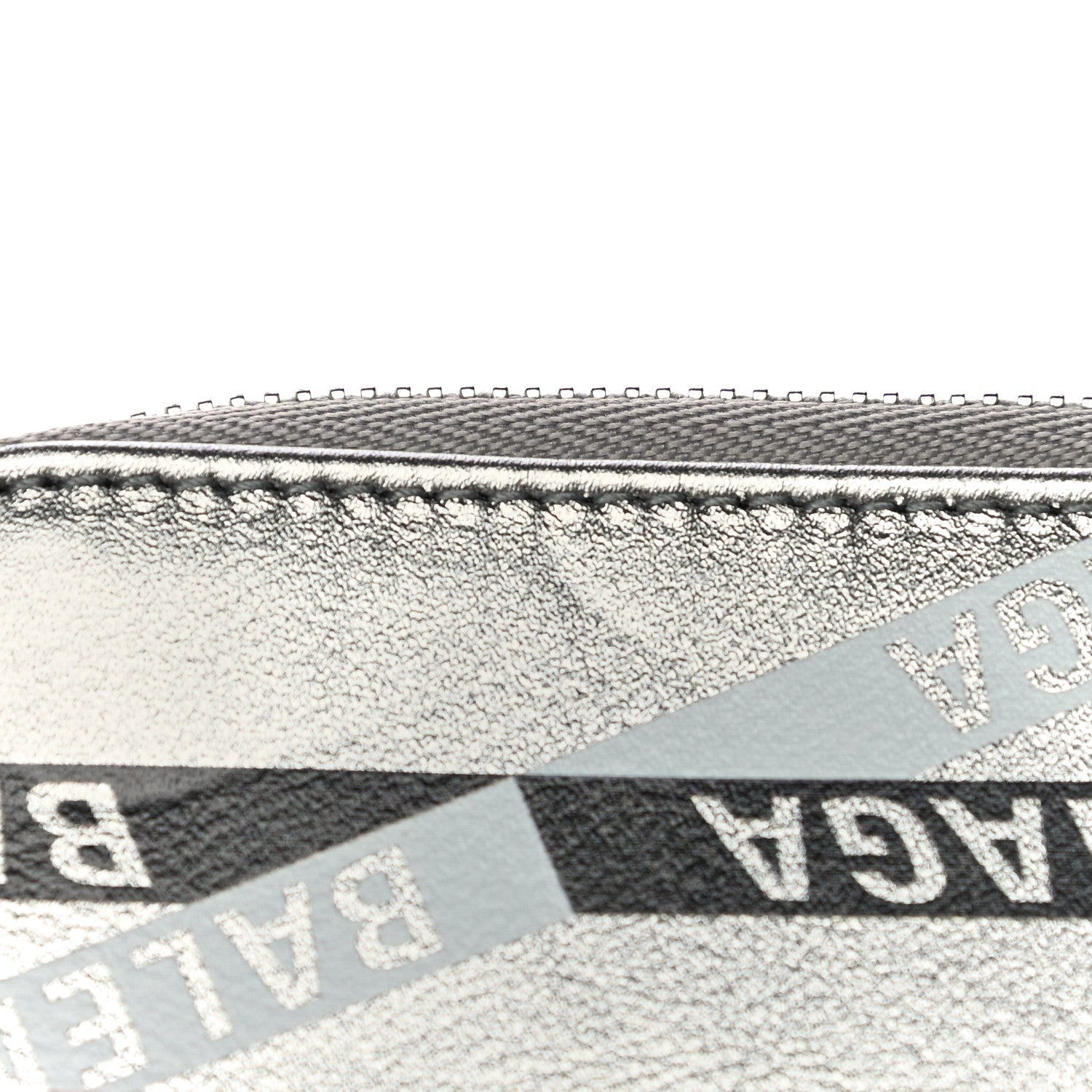 Balenciaga Metallic Calfskin Losange Monogram Everyday Zip Around Card Case Silver Black White 14 of 14
