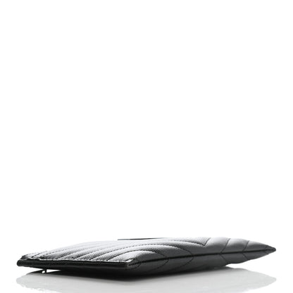 Saint Laurent Grain De Poudre Chevron Monogram Bill Pouch Black 4 of 11