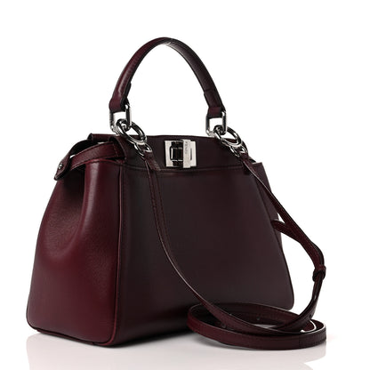Fendi Nappa Mini Peekaboo Iconic Satchel Bordeaux 3 of 11