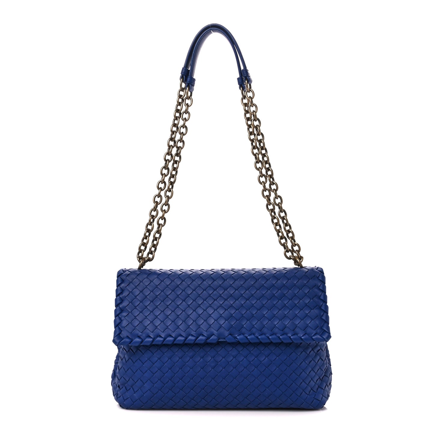 Nappa Intrecciato Olimpia Shoulder Bag Cobalt
