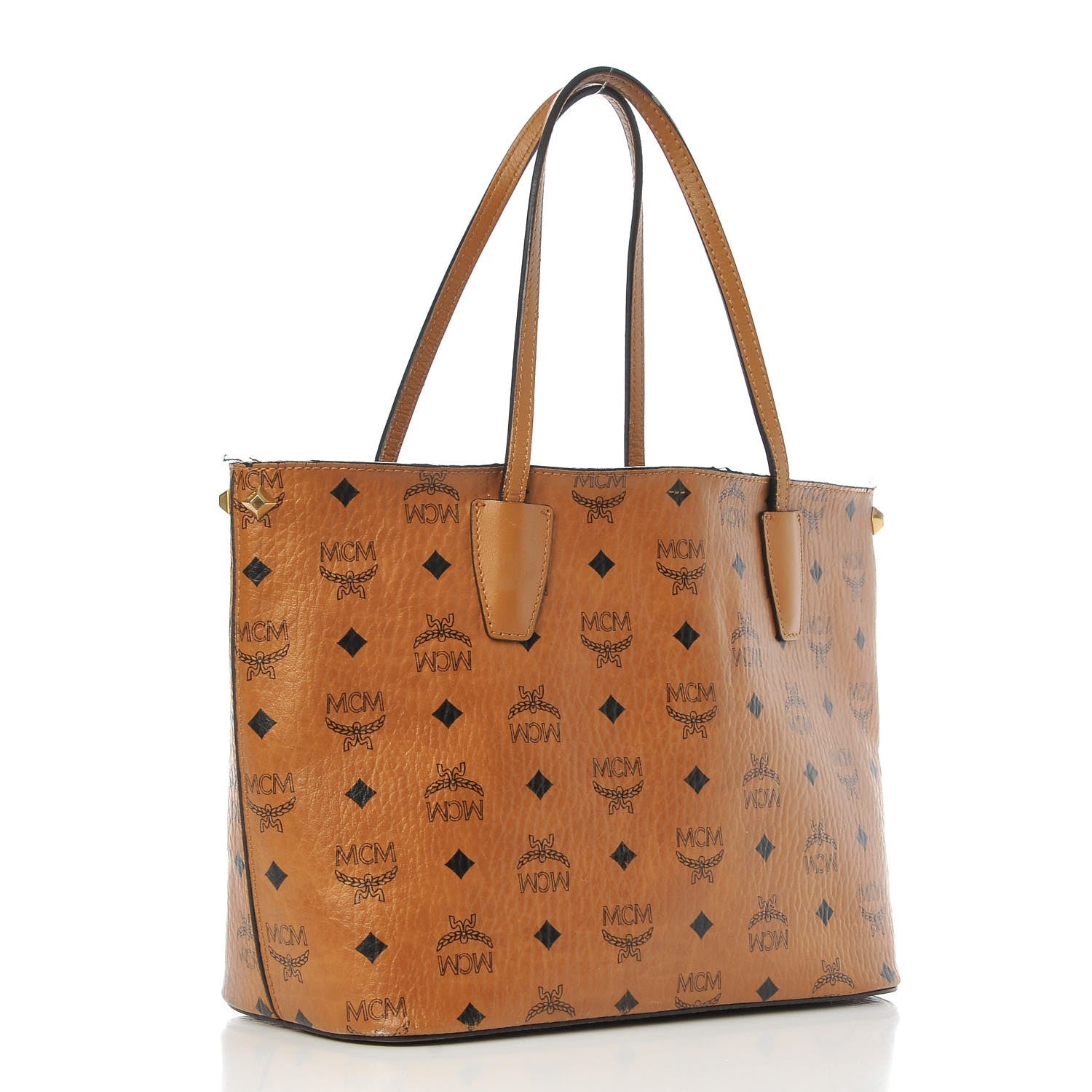 MCM Visetos Shopper Tote Cognac 3 of 21