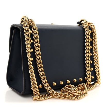 Gucci Calfskin Studded Small Padlock Shoulder Bag Blue Agata 3 of 10