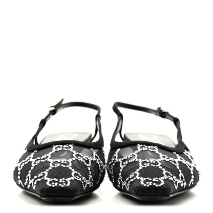 Gucci Suede Mesh Crystal GG Monogram Slingback Pumps 36.5 Black 3 of 9