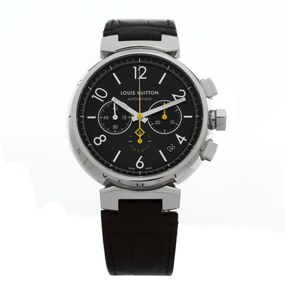 Louis Vuitton Stainless Steel Alligator 41mm Tambour Twenty Chronograph Automatic Watch Brown 1 of 5