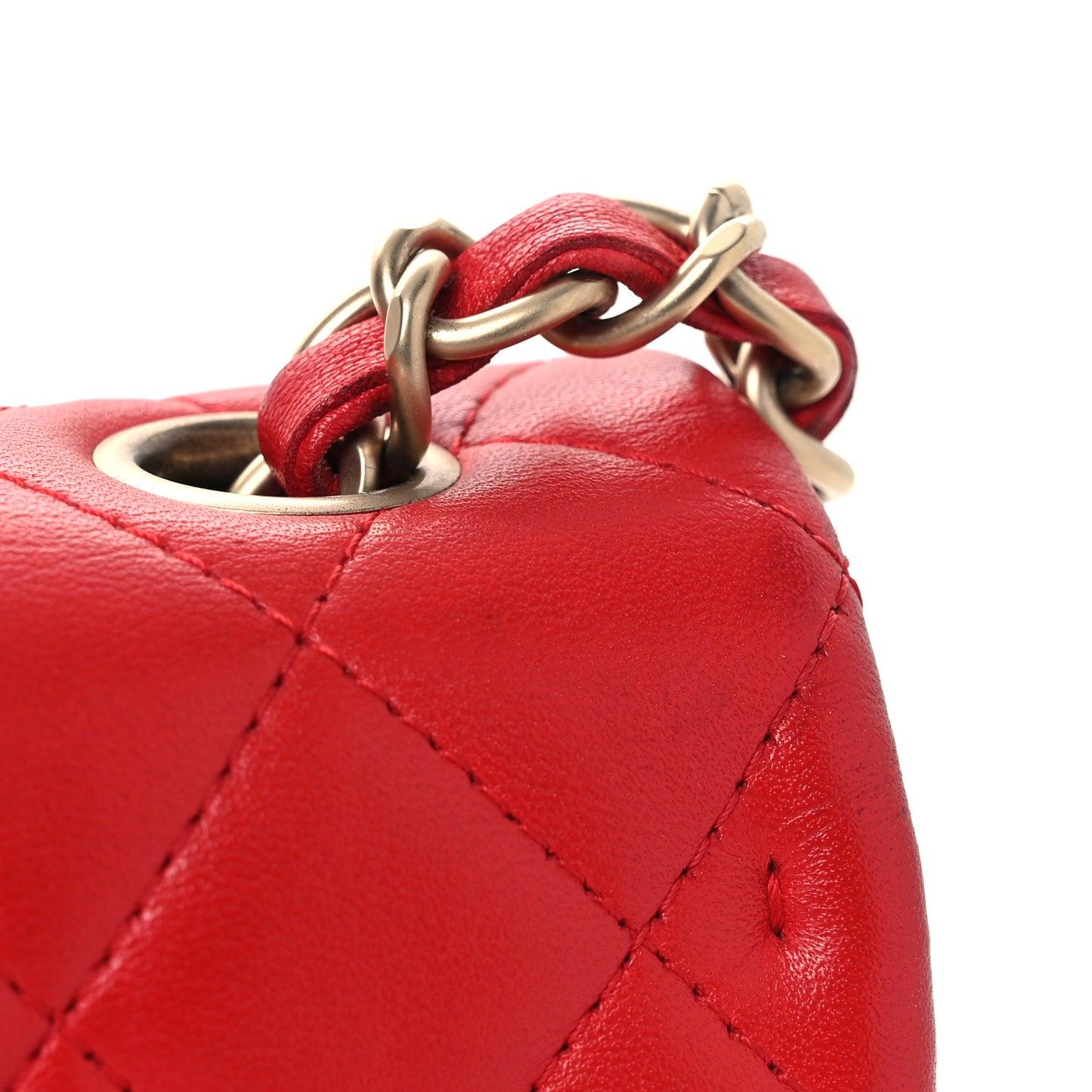 Lambskin Quilted Mini Rectangular Flap Red