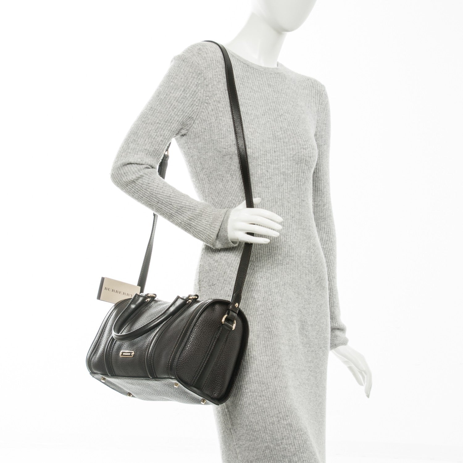 Burberry Grainy Calfskin Medium Alchester Bowling Bag Dark Chocolate 2 of 8