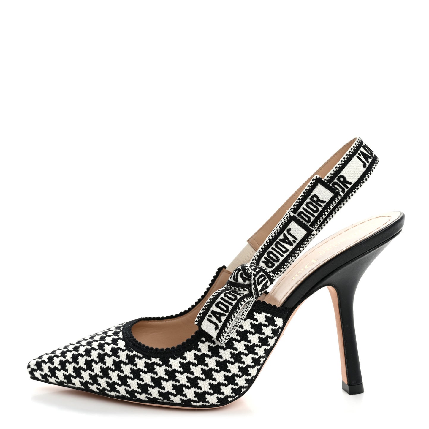 Micro PDP Cotton Houndstooth J'Adior Slingback 100mm Pumps 39 Black White