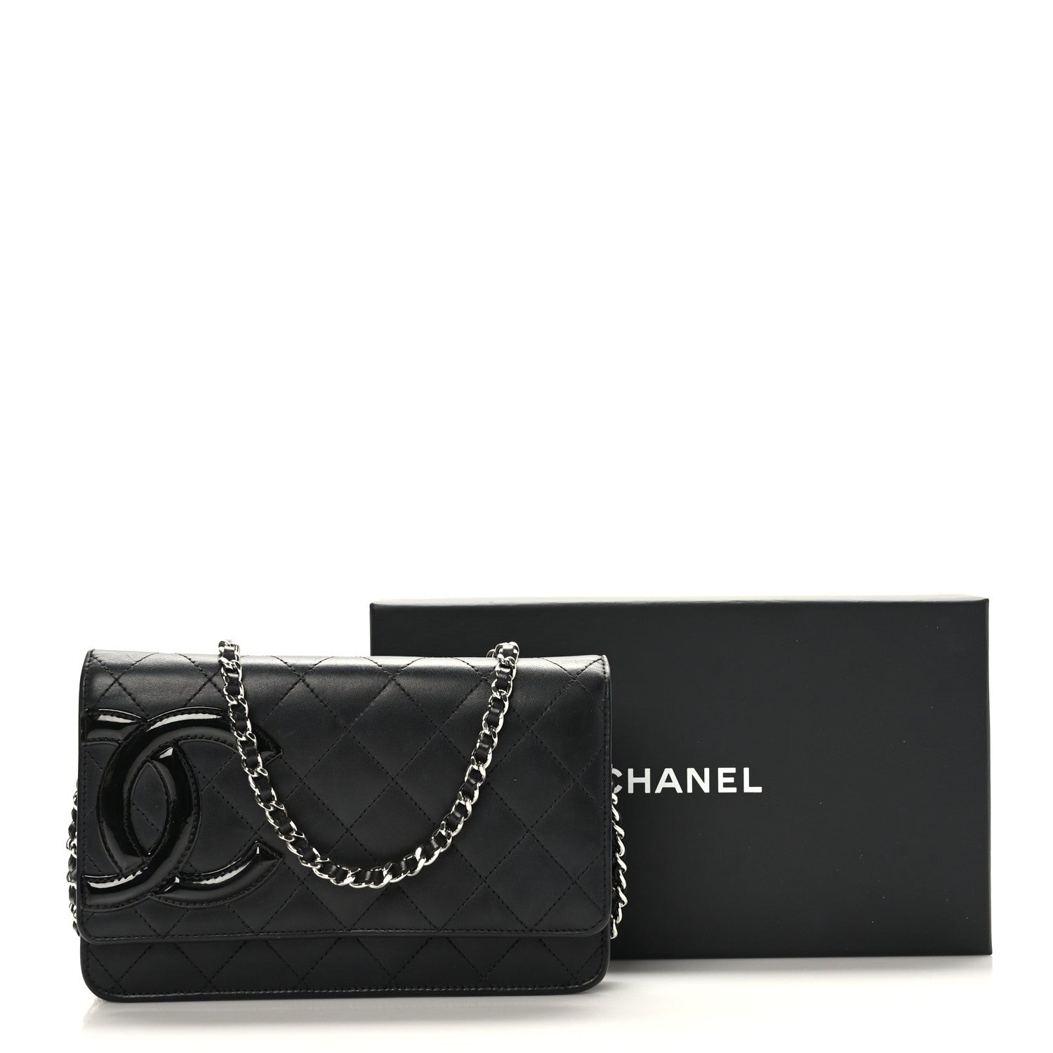 Chanel Calfskin Quilted Cambon Wallet on Chain WOC Black 10 of 10