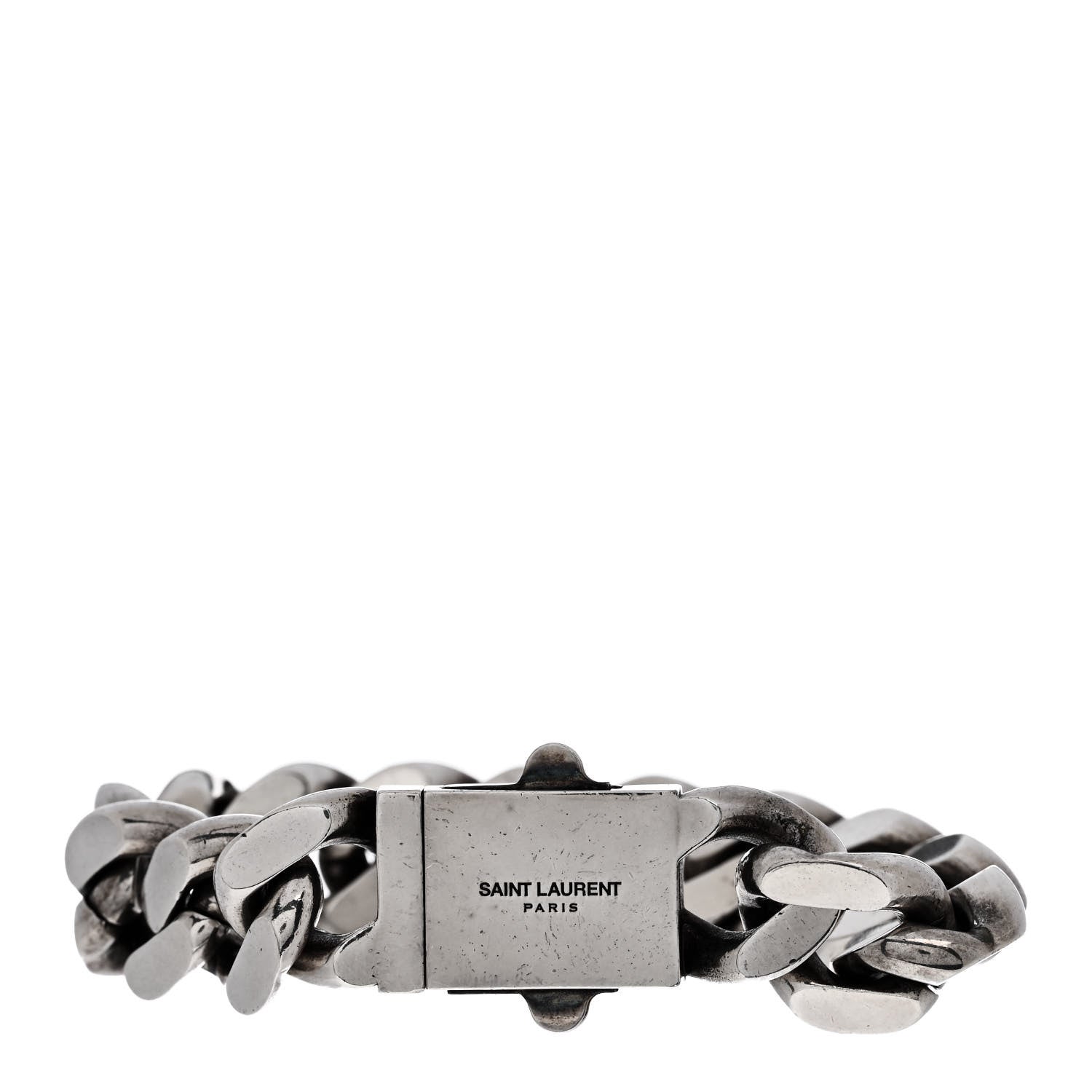 Saint Laurent Metal Curb Chain Bracelet Oxidized Silver 1 of 4