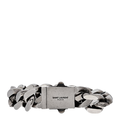 Saint Laurent Metal Curb Chain Bracelet Oxidized Silver 1 of 4