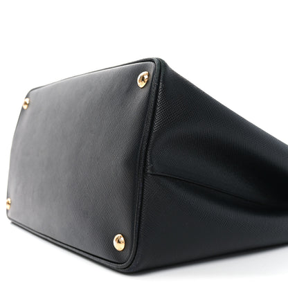 Prada Saffiano Cuir Large Double Bag Black Fuoco 9 of 9