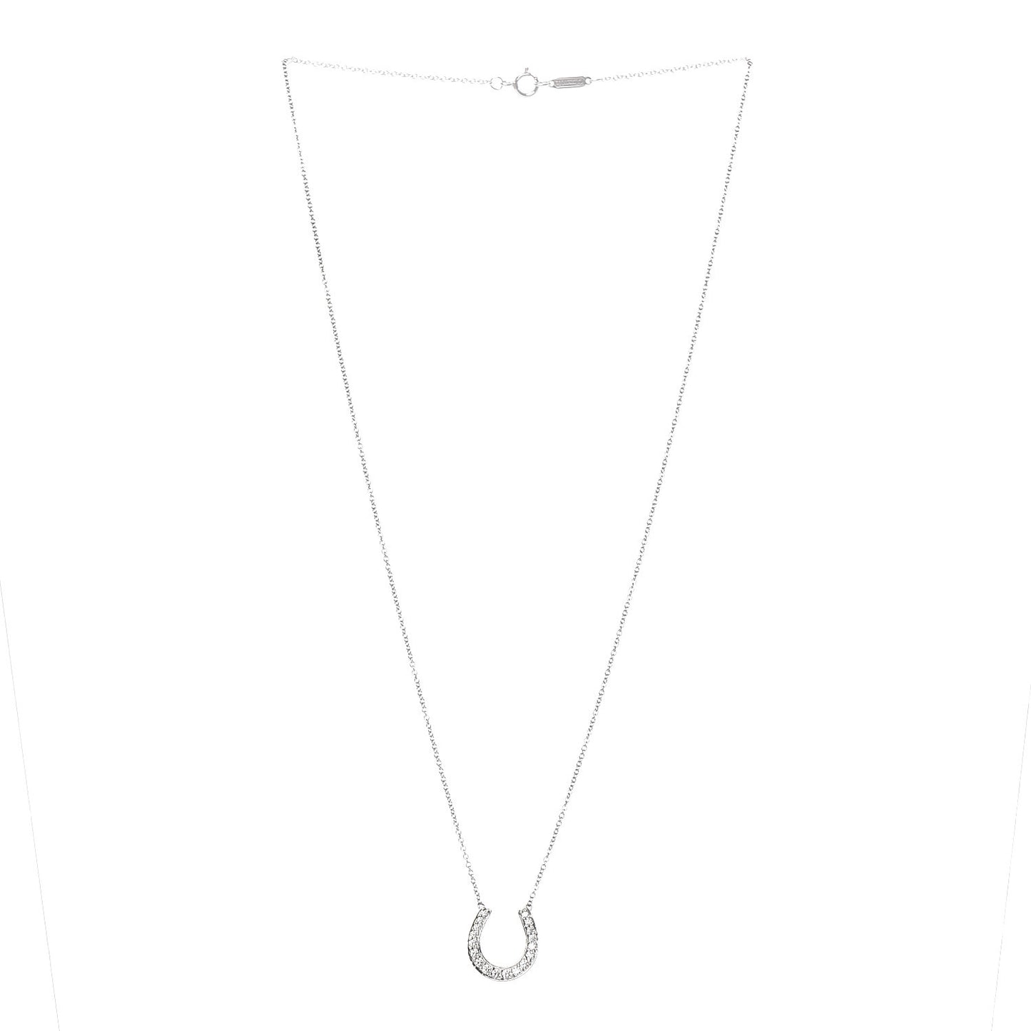 Platinum Diamond Horseshoe Pendant Necklace