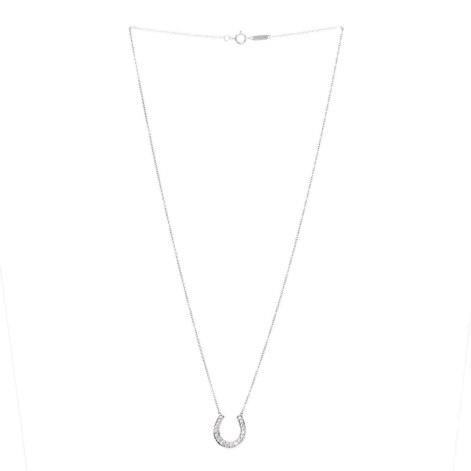 Tiffany Platinum Diamond Horseshoe Pendant Necklace 3 of 6
