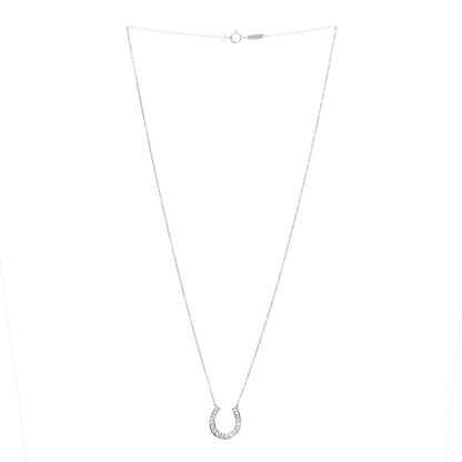 Tiffany Platinum Diamond Horseshoe Pendant Necklace 3 of 6