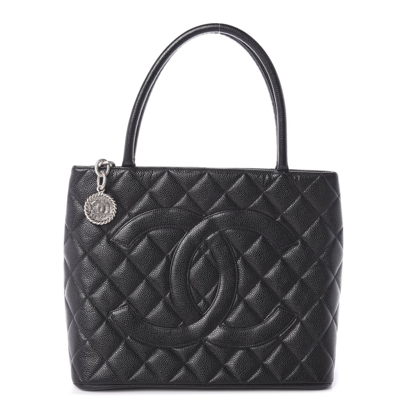 Caviar Quilted Medallion Tote Black