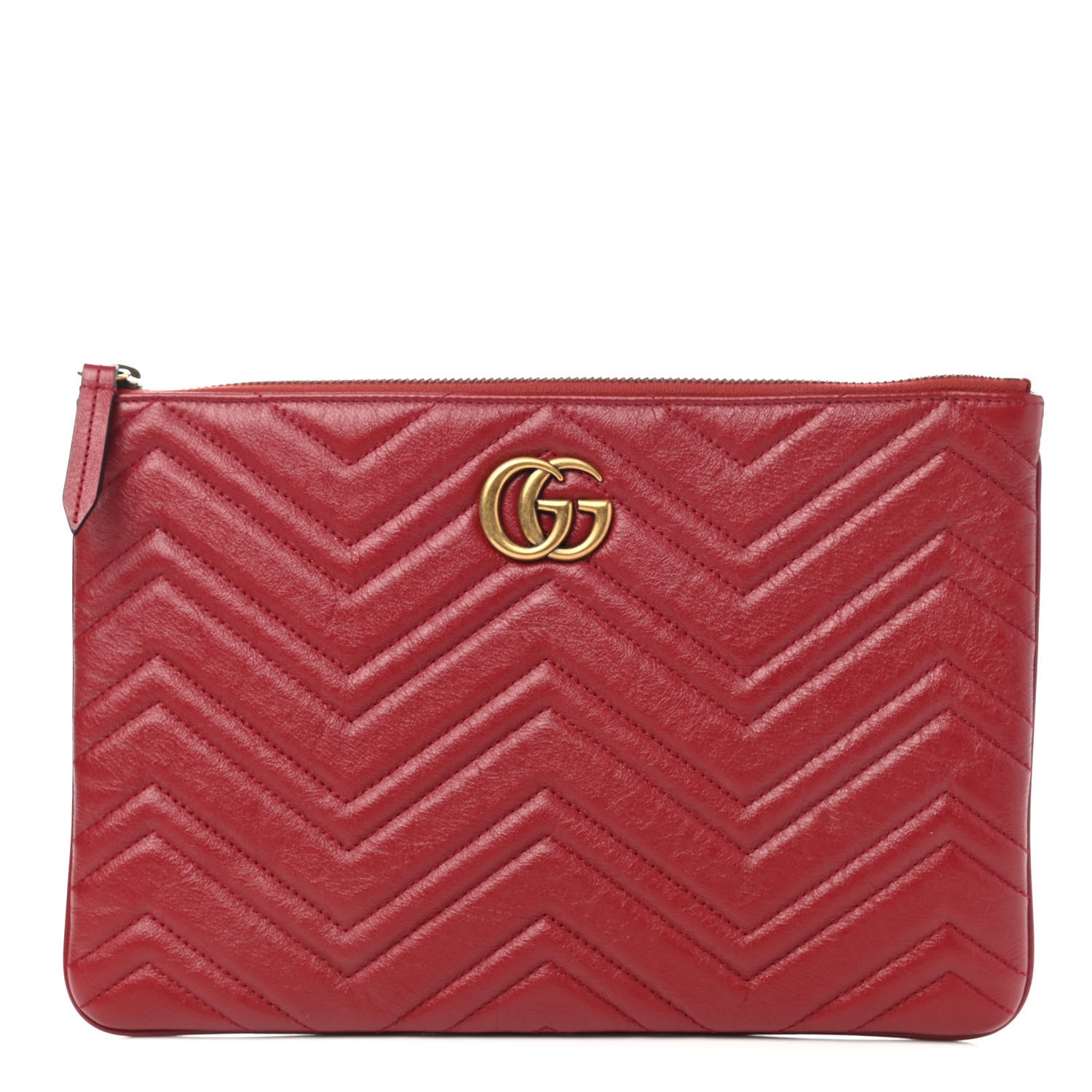 Gucci Azalea Calfskin Matelasse Heart GG Marmont Zip Pouch Romantic Cerise 1 of 8