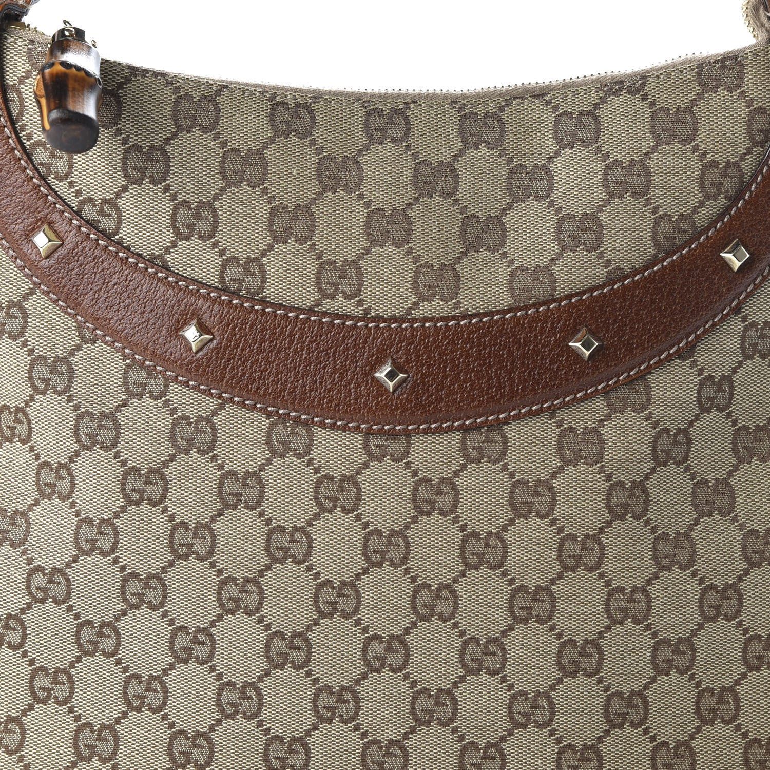 Gucci Monogram Anita Bamboo Top Handle Bag Brown 10 of 10