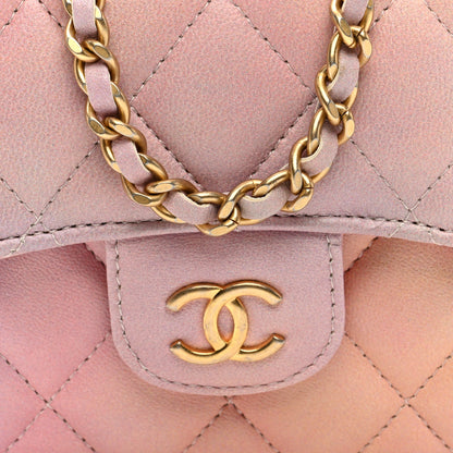 Chanel Lambskin Quilted Ombre Top Handle Flap Clutch With Chain Pink 9 of 11