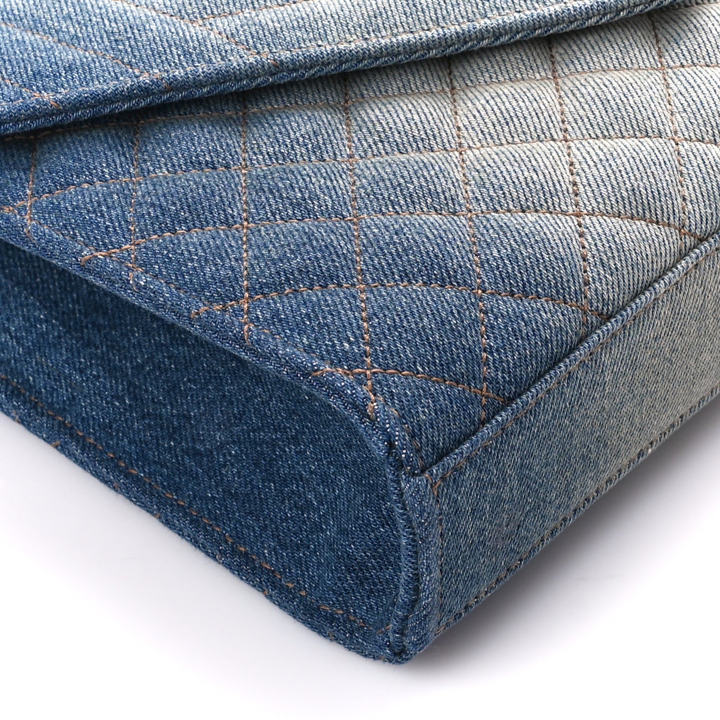Denim Mixed Matelasse Triquilt Medium Monogram Envelope Satchel Blue