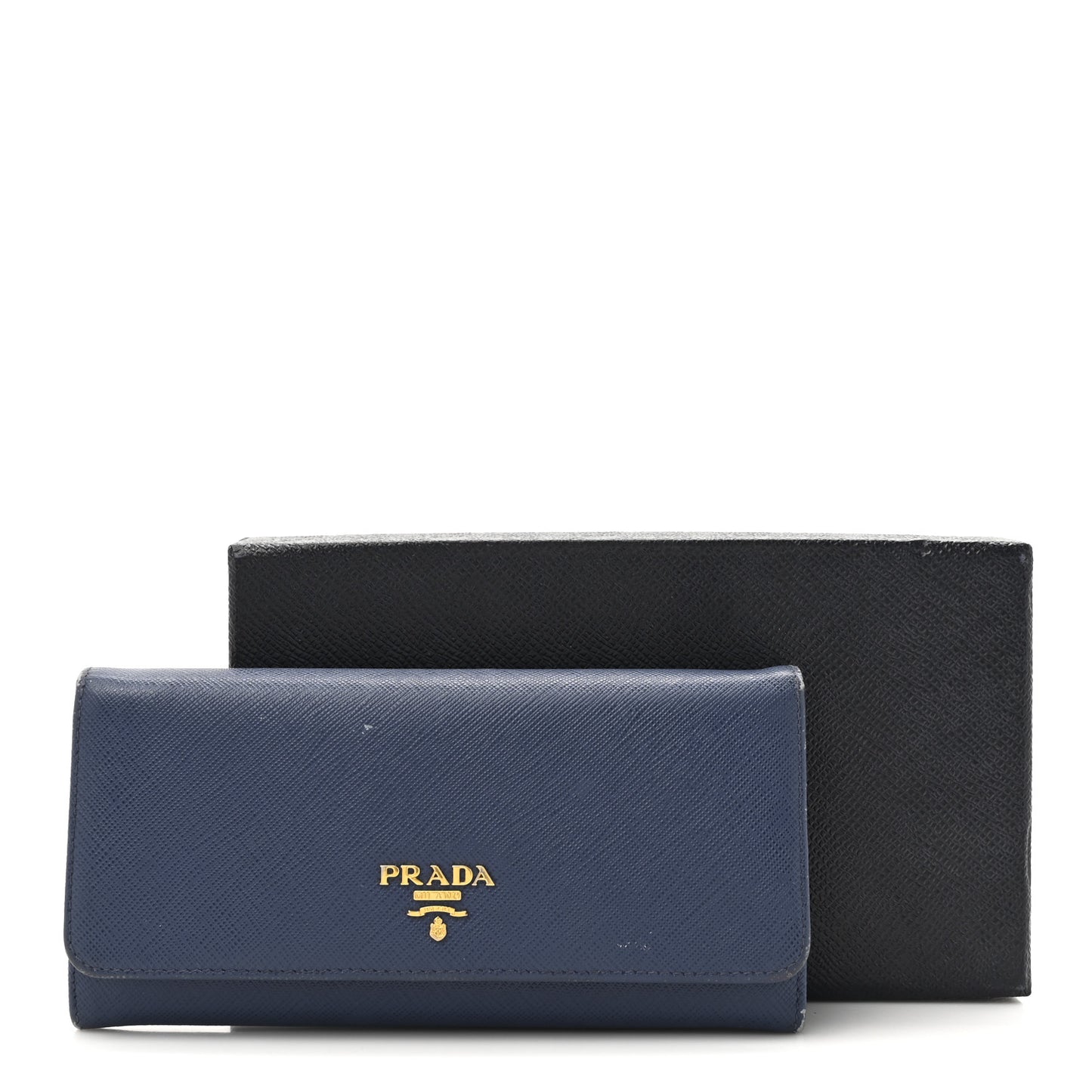 Saffiano Metal Continental Flap Travel Wallet Bluette