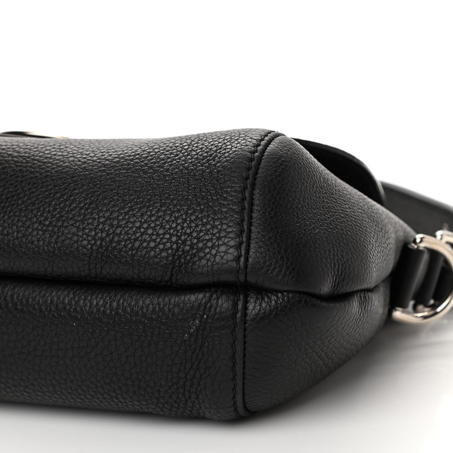 Gucci Pebbled Calfskin Medium Techno Horsebit Shoulder Flap Bag Black 10 of 10