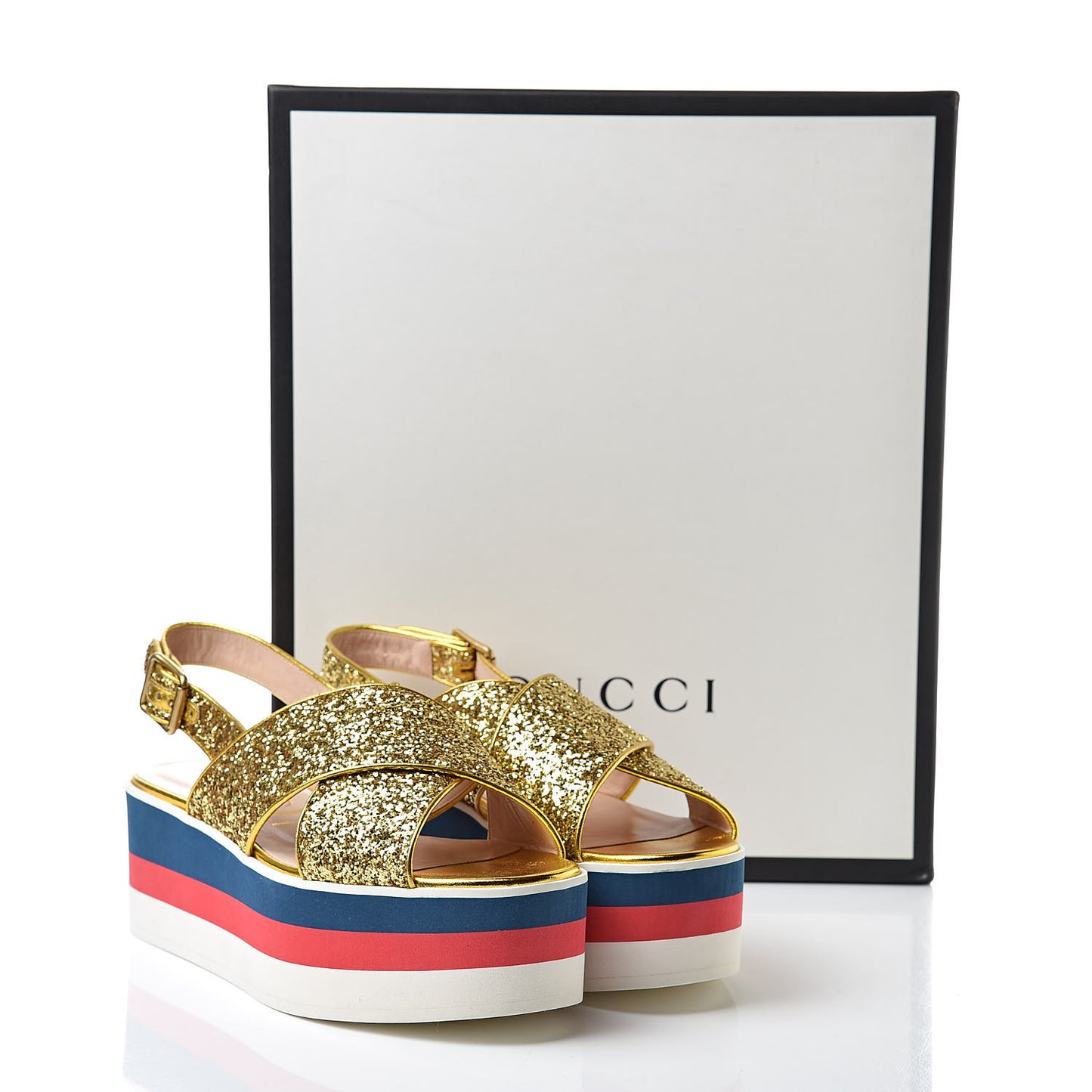 Glitter Crossover Platform Sandals 40.5 Gold