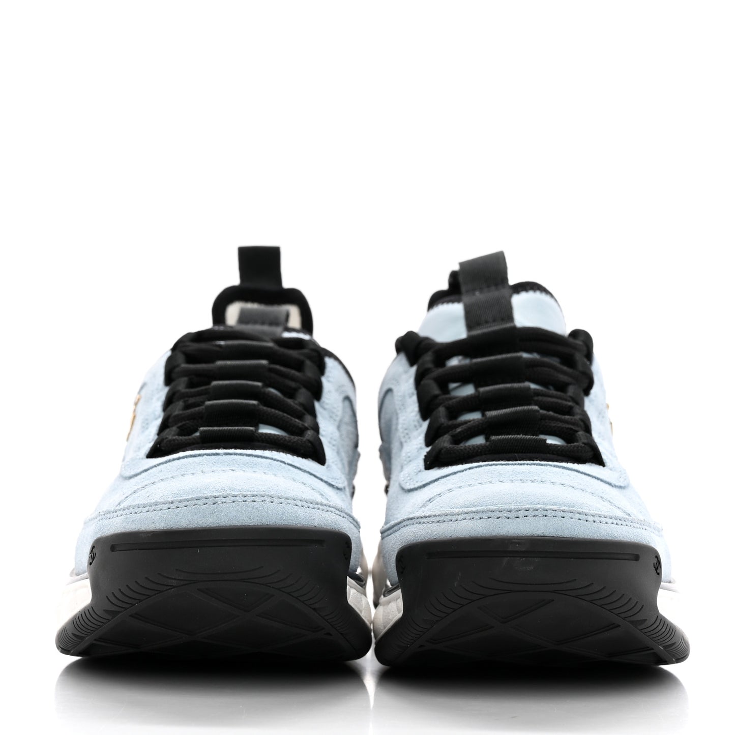 Suede Calfskin Nylon Grosgrain CC Sneakers 36 Light Blue