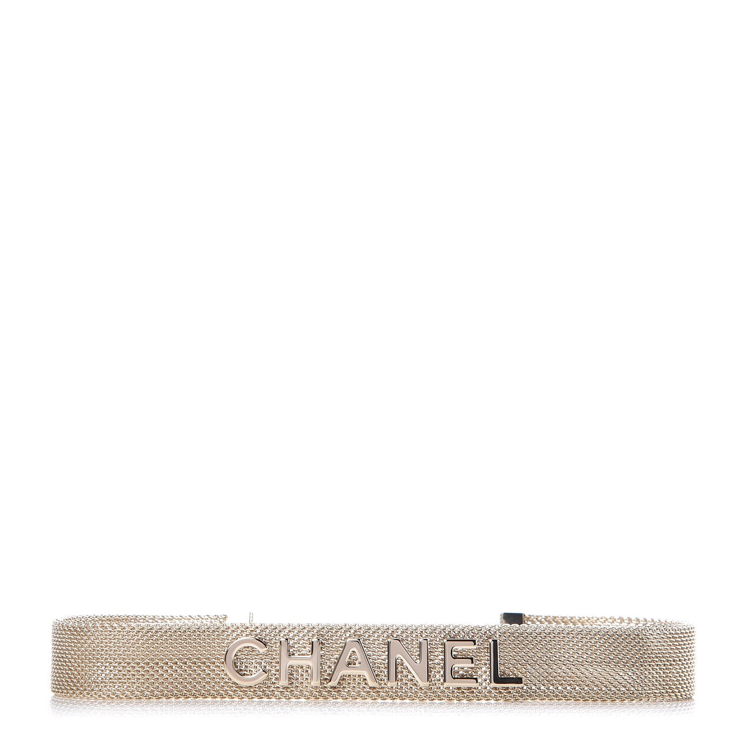 Chanel Mesh Ribbon Choker Necklace Gold 1 of 5