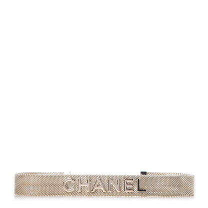 Chanel Mesh Ribbon Choker Necklace Gold 1 of 5