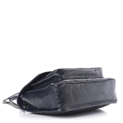 Saint Laurent Crinkled Calfskin Matelasse Monogram Large Niki Chain Satchel Deep Marine 4 of 11