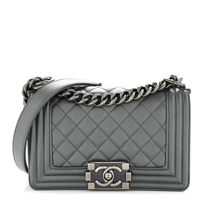 Chanel Metallic Calfskin Quilted Small Boy Flap Dark Silver 1 of 14