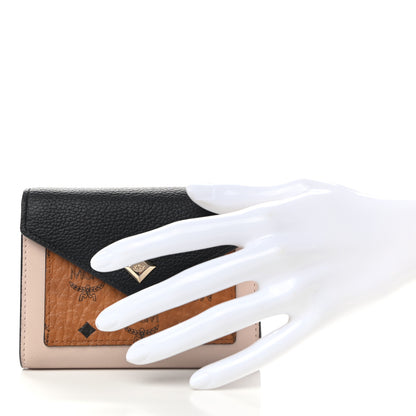 MCM Visetos Mini Love Letter Flap Wallet Cognac Black White 2 of 8