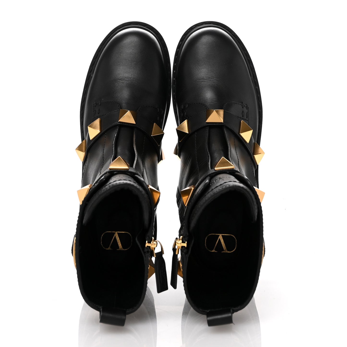 Calfskin Roman Stud 20/40mm Combat Boots 40 Black